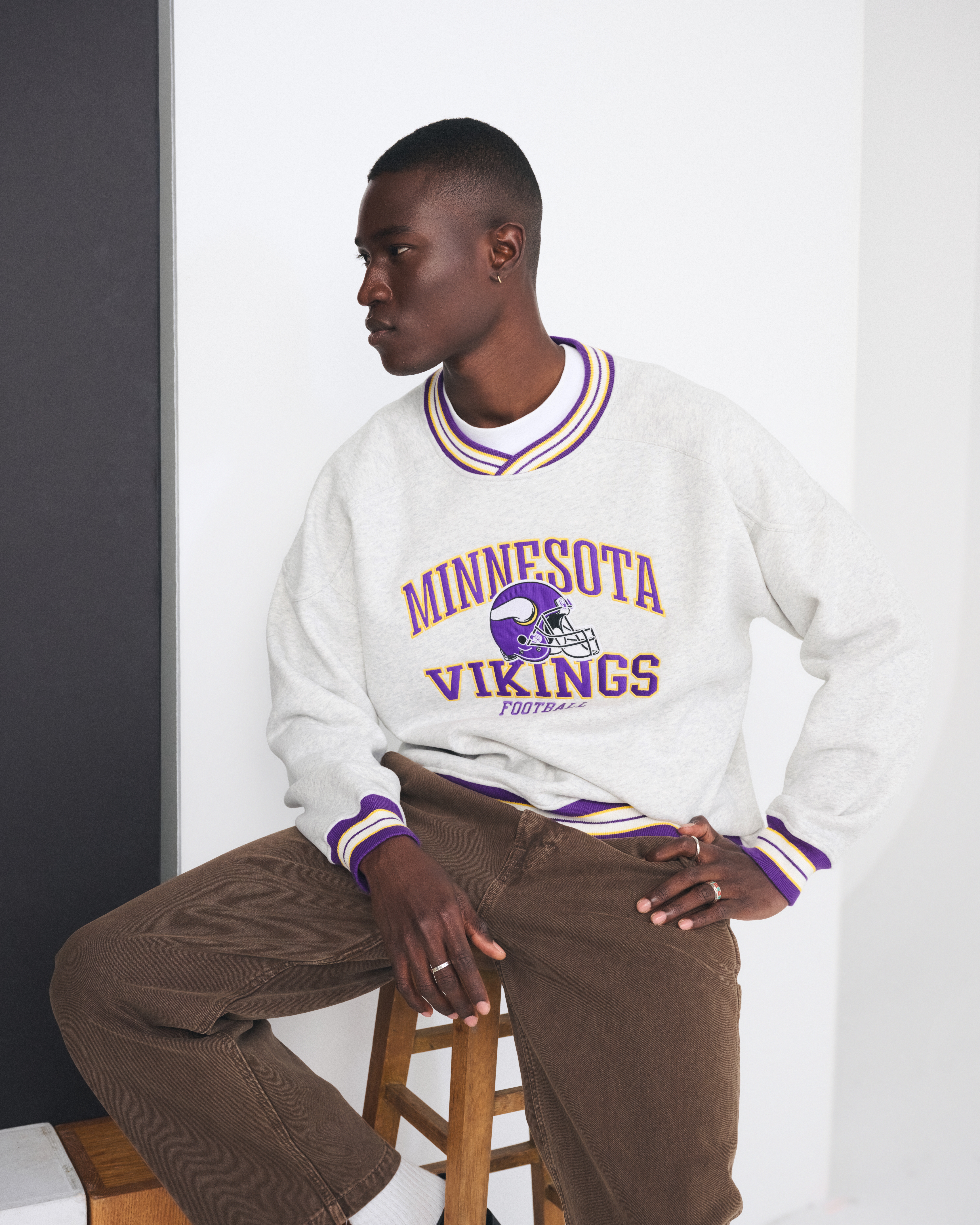 トップス THE BOLDMAN /Vneck Heavy Sweat Men's Minnesota Vikings Graphic Crew Sweatshirt | Men's Tops