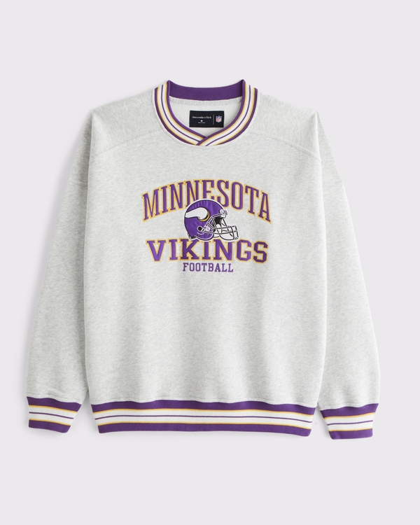 Minnesota Vikings Graphic Crew Sweatshirt, Light Heather Gray - Vikings view 1