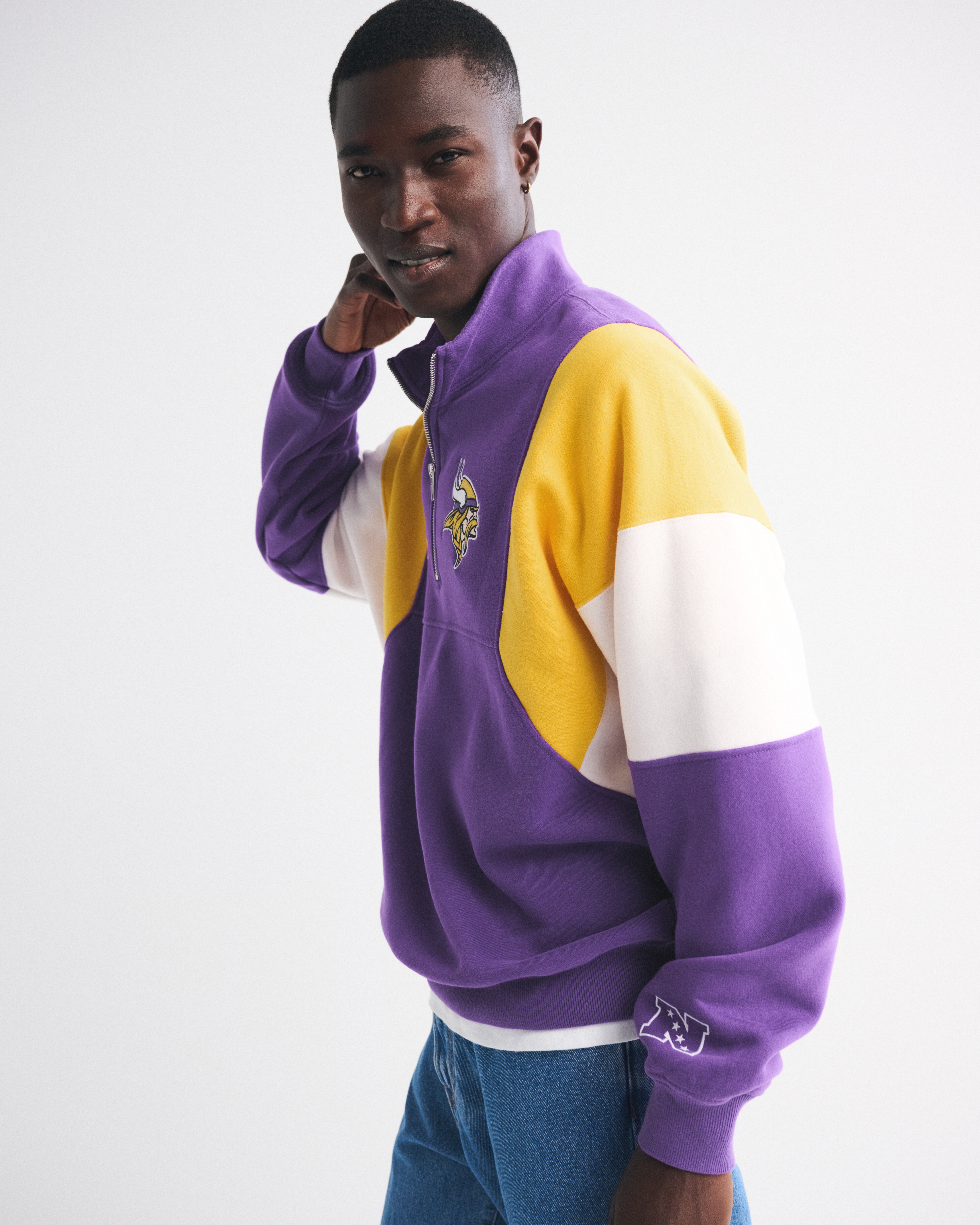 Vikings ハーフジップ ウェア 紫と黄色 Men's Minnesota Vikings Half-Zip Sweatshirt | Men's Tops