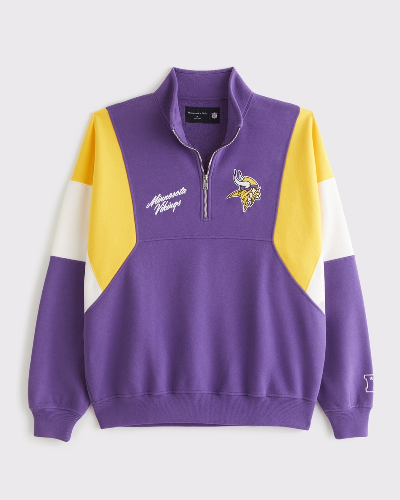 Vikings ハーフジップ ウェア 紫と黄色 Men's Minnesota Vikings Half-Zip Sweatshirt | Men's Tops