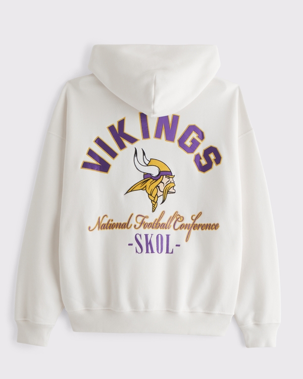 Minnesota Vikings Graphic Popover Hoodie, Cream-vikings view 1