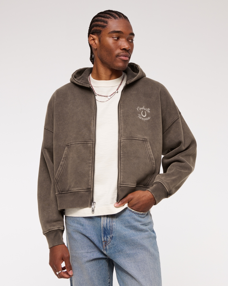 Cowboy Cropped Full-Zip Hoodie