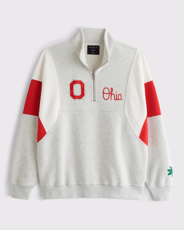The Ohio State University Half-Zip Sweatshirt, Light Gray-ohio State view 1