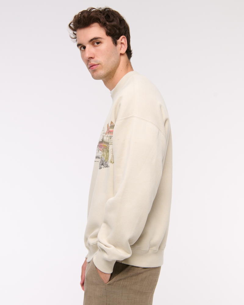 Fishing Graphic Crew Sweatshirt