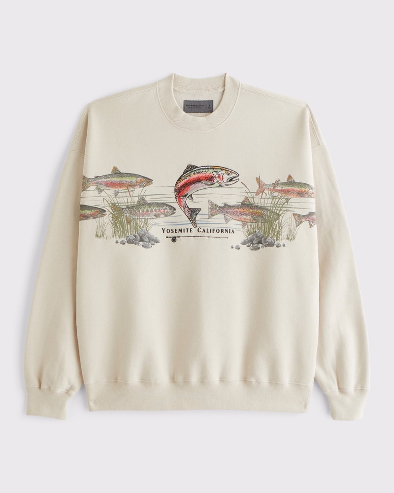Men's Fishing Graphic Crew Sweatshirt | Men's Tops
