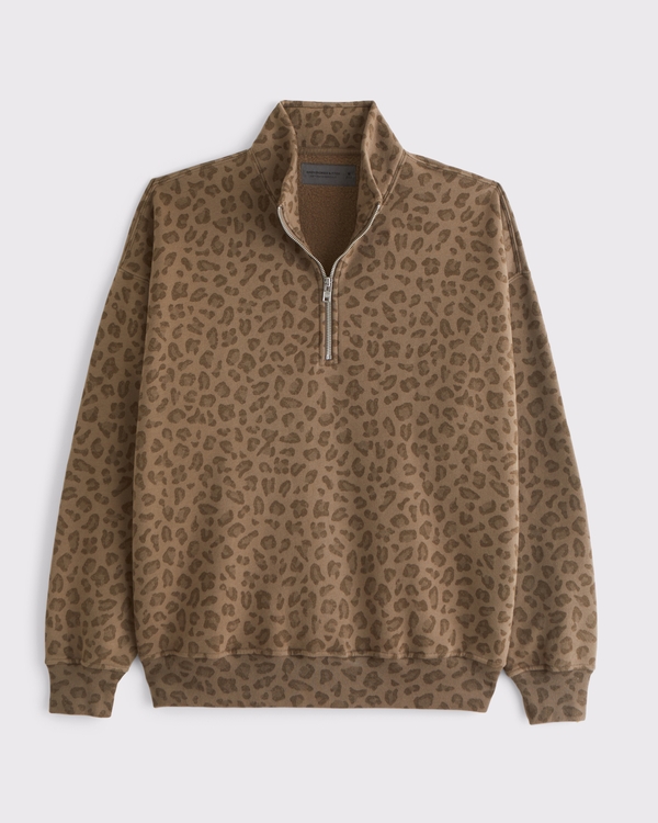 Essential Half-Zip Sweatshirt, Brown Pattern view 1