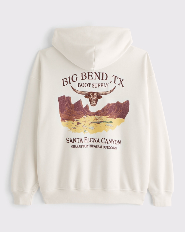 Western Graphic Popover Hoodie, Cream view 1