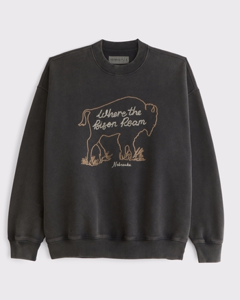 Western Graphic Crew Sweatshirt