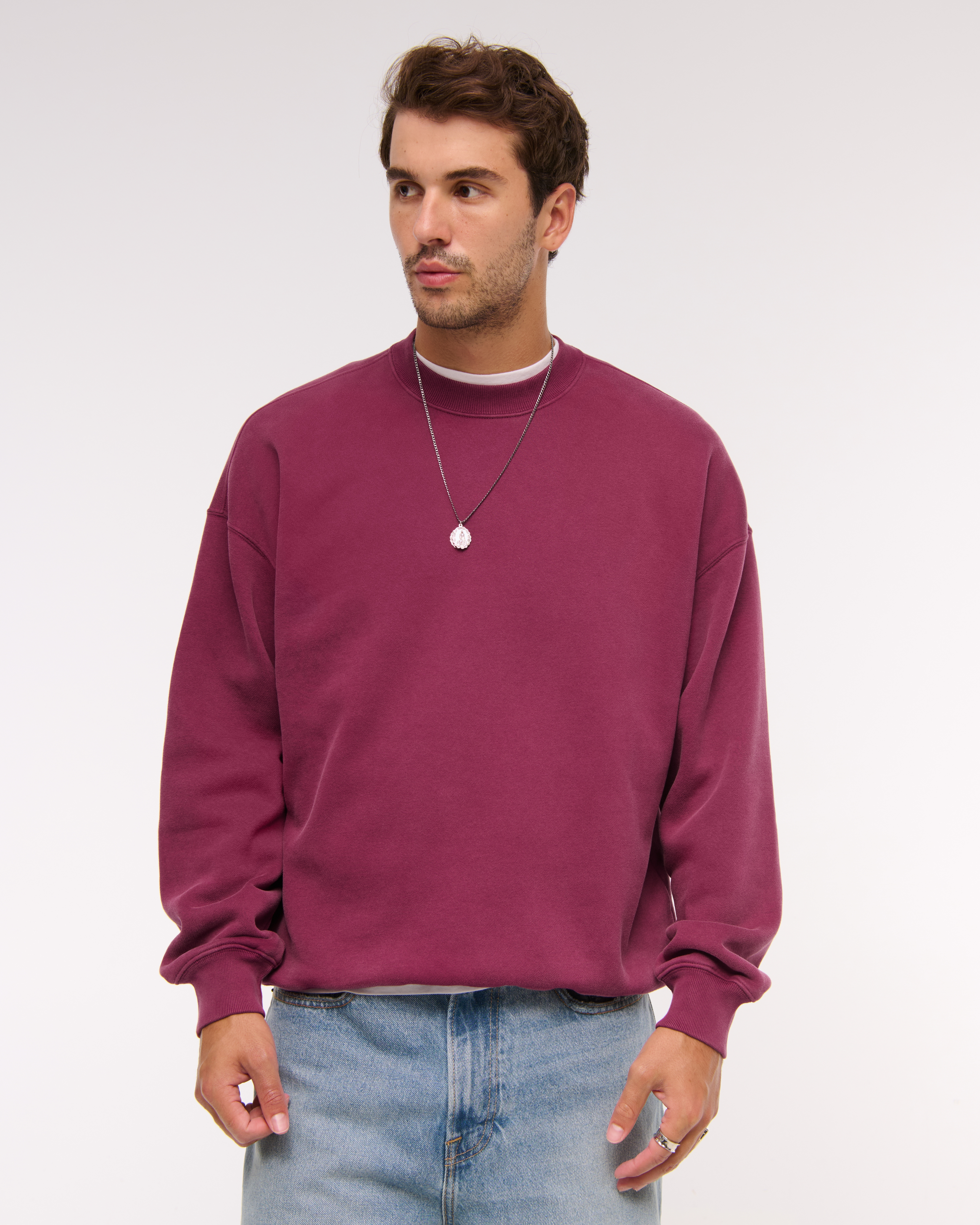 Abercrombie & Fitch Essential Crew Sweatshirt In Red