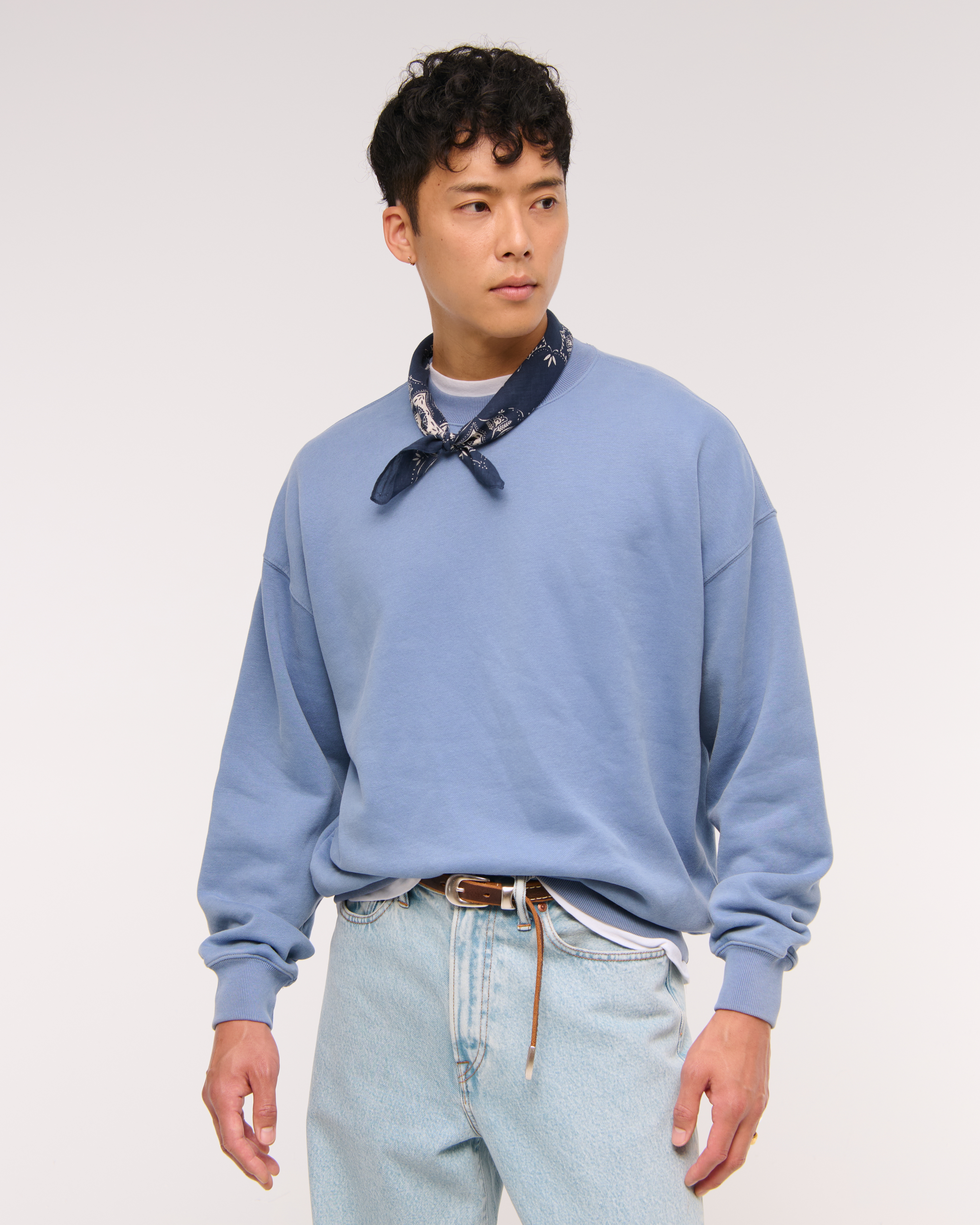 Abercrombie & Fitch Essential Crew Sweatshirt In Blue