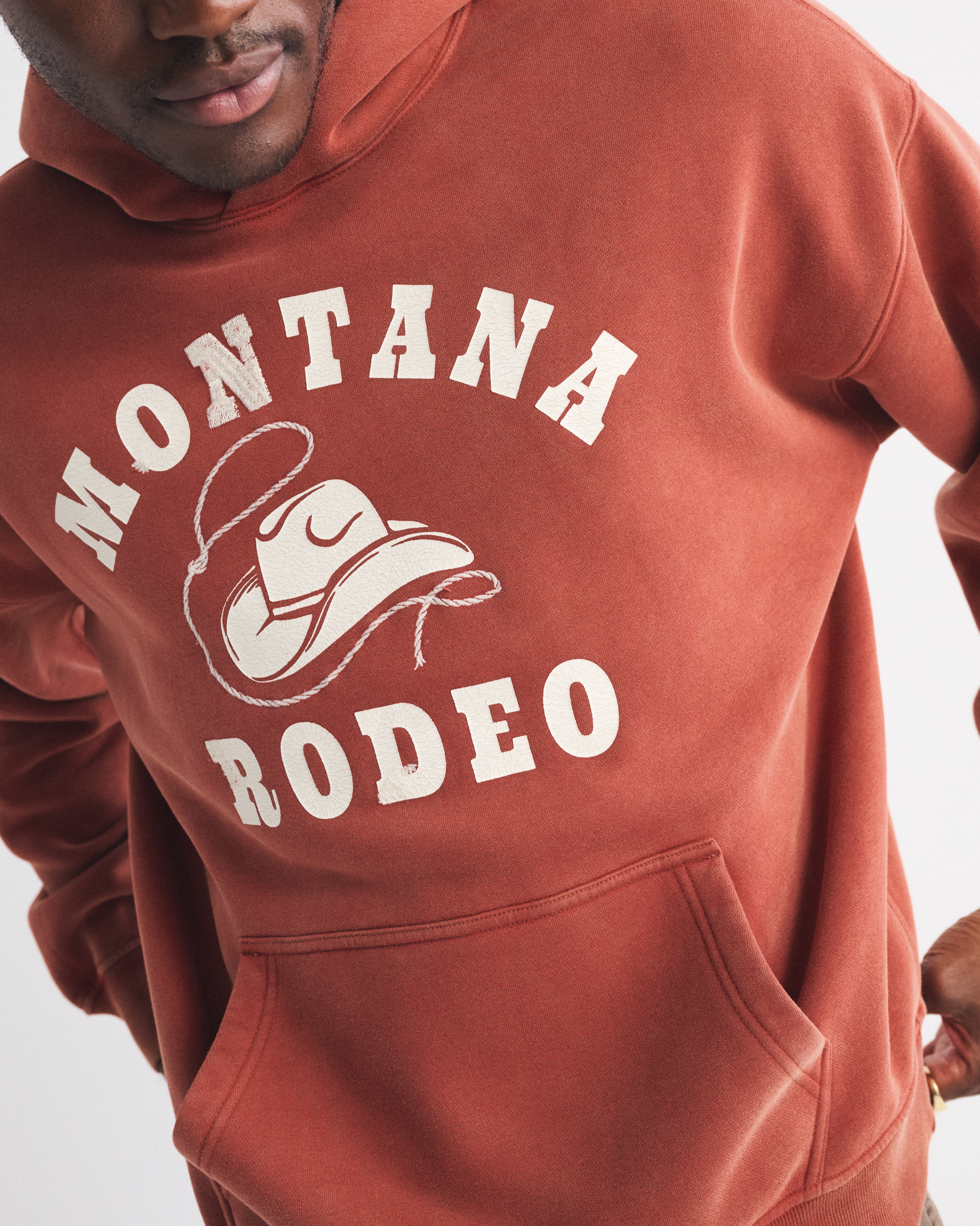 Abercrombie & Fitch Montana Rodeo Graphic Popover Hoodie In Brown