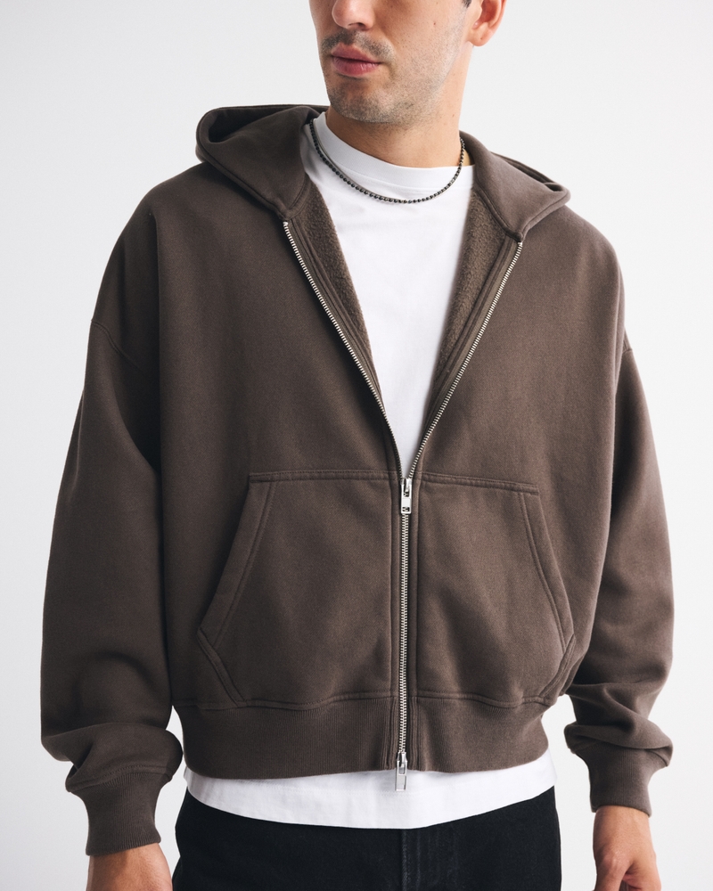 Essential Cropped Full-Zip Hoodie