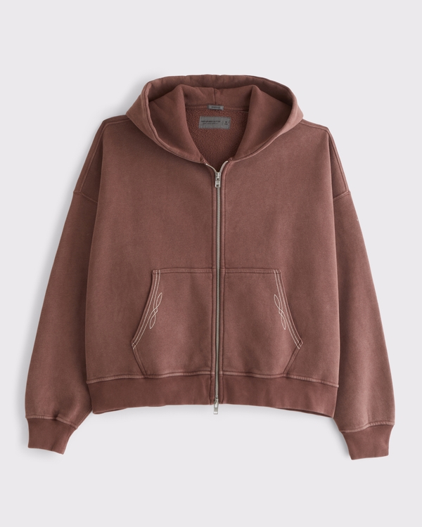 Men's Essential Cropped Full-Zip Hoodie | Men's Tops | Abercrombie.com