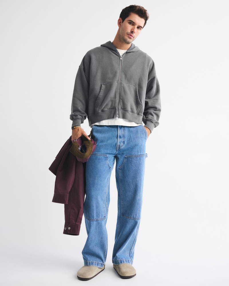 Essential Cropped Full-Zip Hoodie