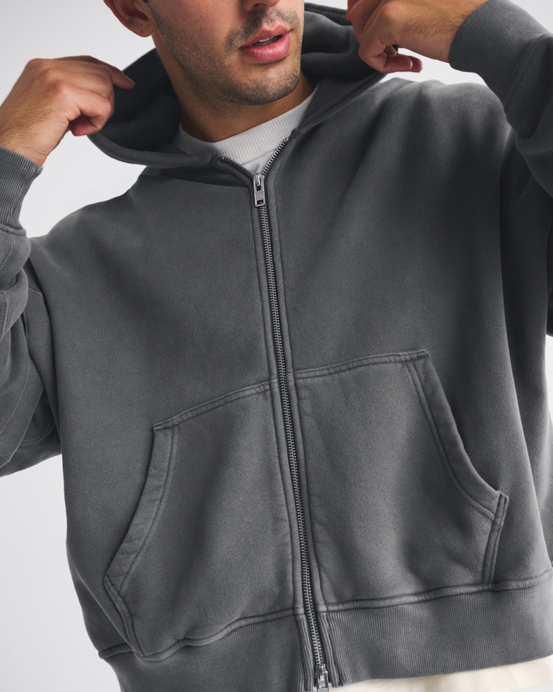 Essential Cropped Full-Zip Hoodie
