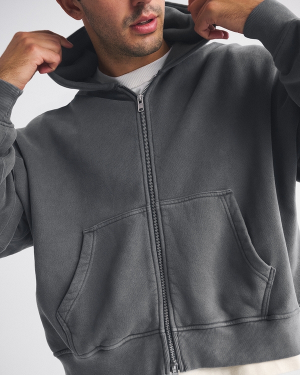 Essential Cropped Full-Zip Hoodie