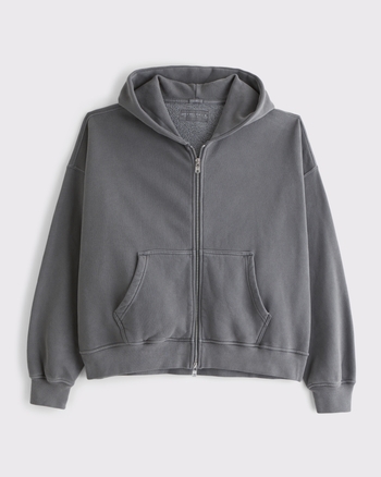 Men's Essential Cropped Full-Zip Hoodie | Men's Tops | Abercrombie.com