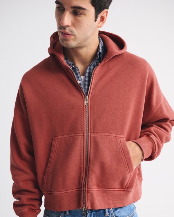 Essential Cropped Full-Zip Hoodie