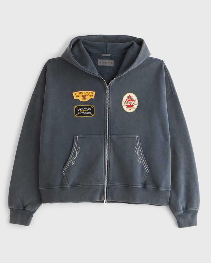 Men's Essential Cropped Full-Zip Hoodie | Men's Tops | Abercrombie.com