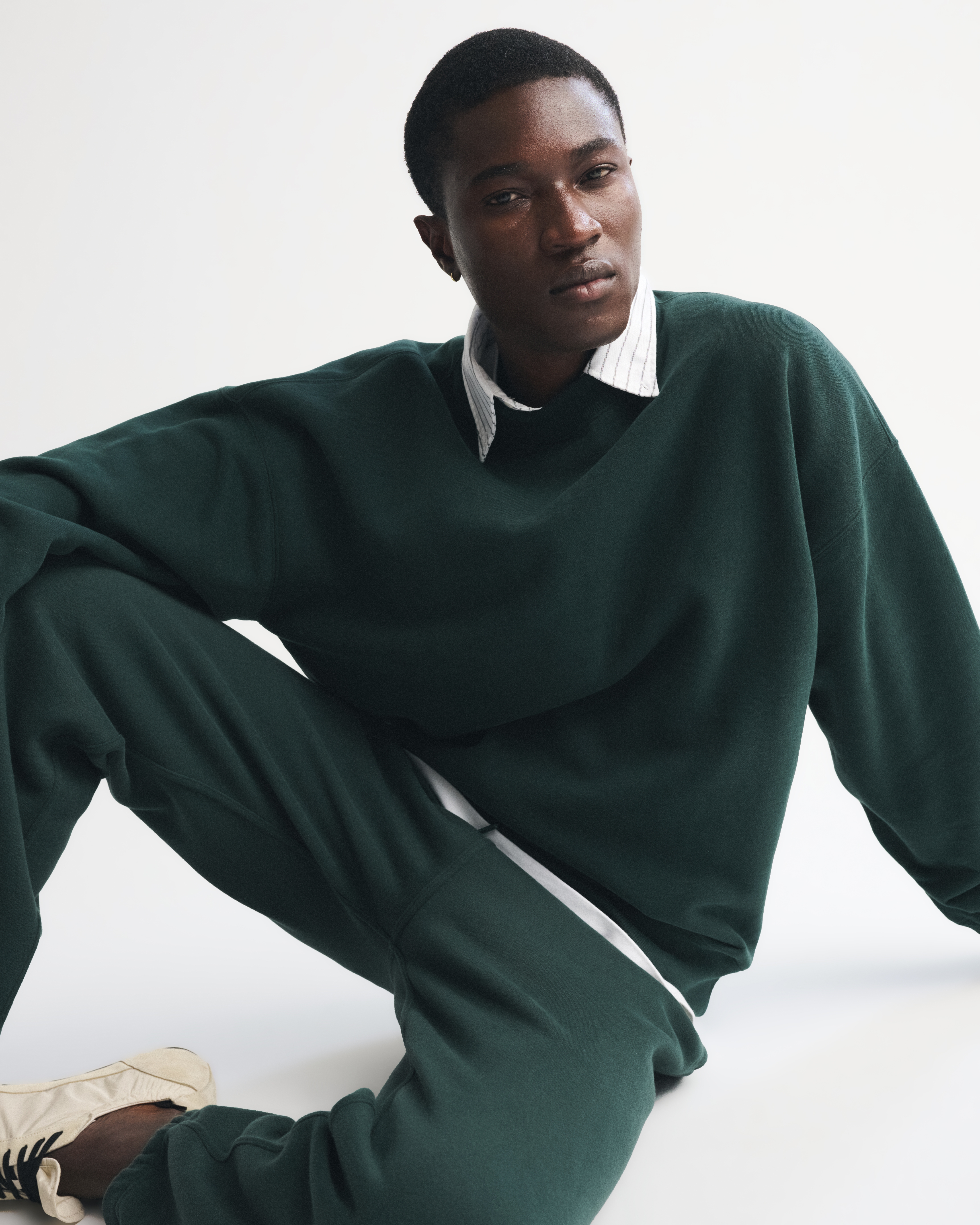 Abercrombie & Fitch Essential Crew Sweatshirt In Green