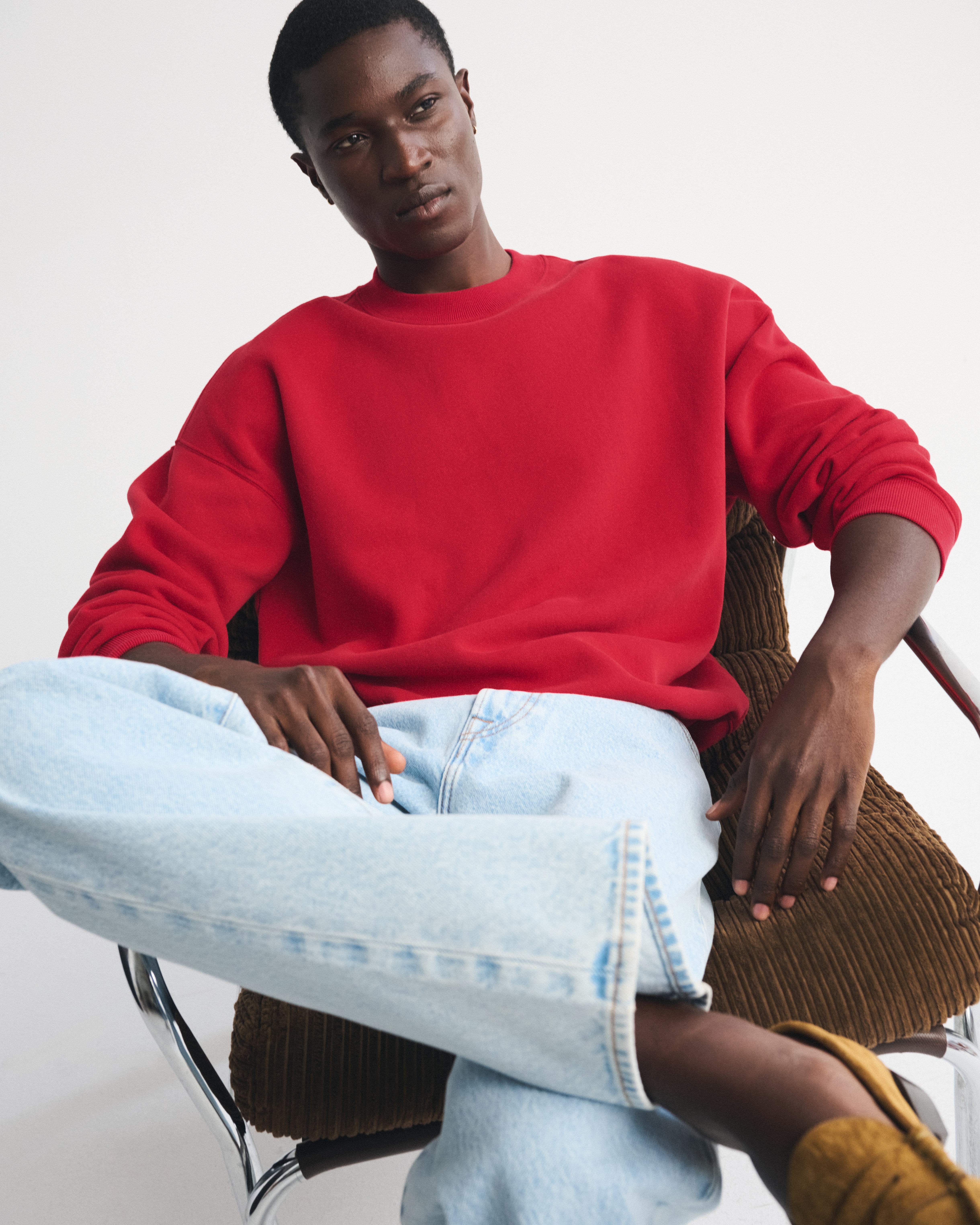 Abercrombie & Fitch Essential Crew Sweatshirt In Red