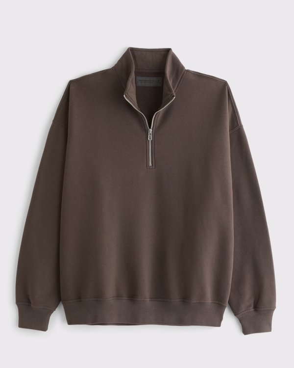 Essential Half-Zip Sweatshirt, Chocolate Brown view 1