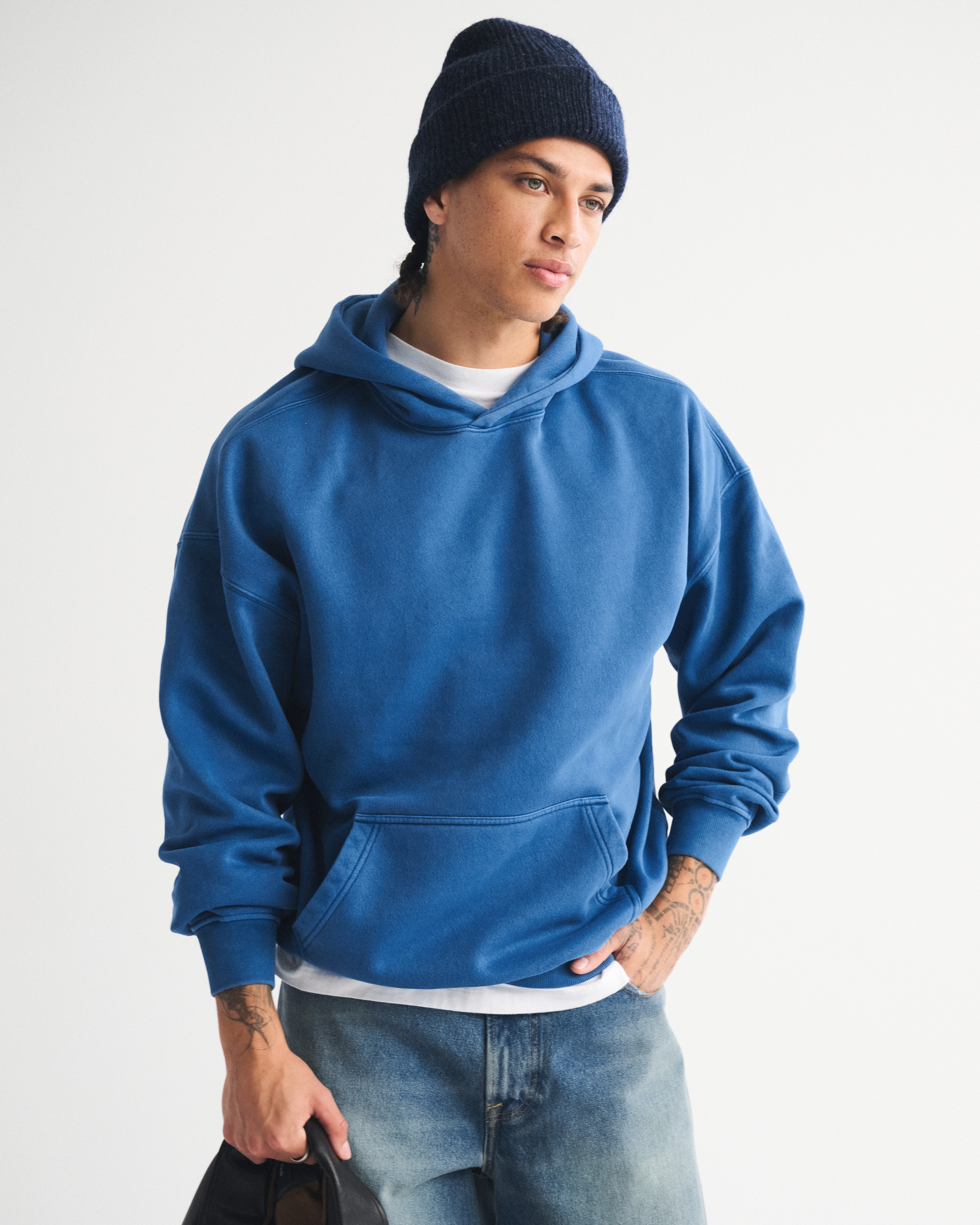 Abercrombie & Fitch Essential Popover Hoodie In Blue