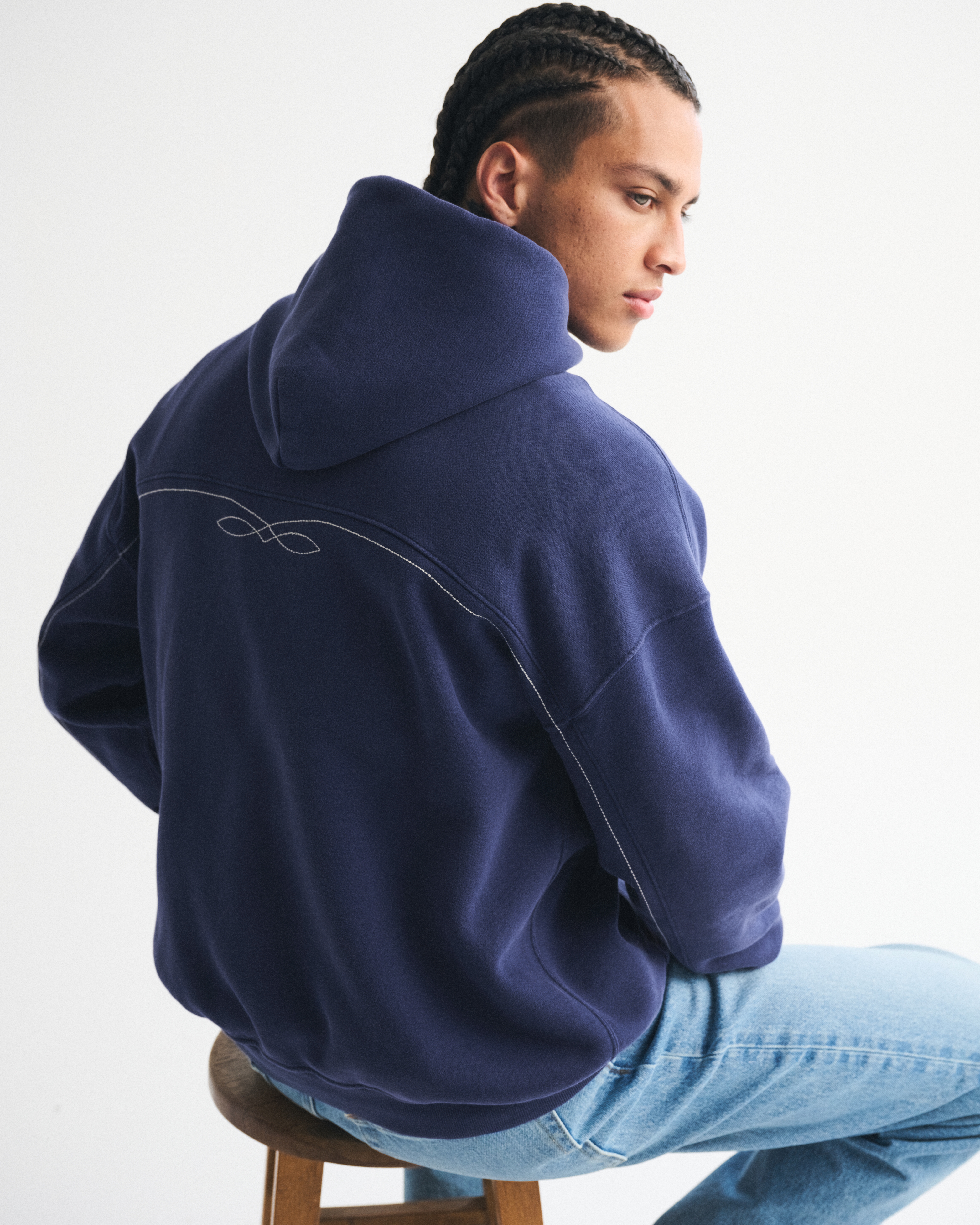Abercrombie & Fitch Essential Popover Hoodie In Blue