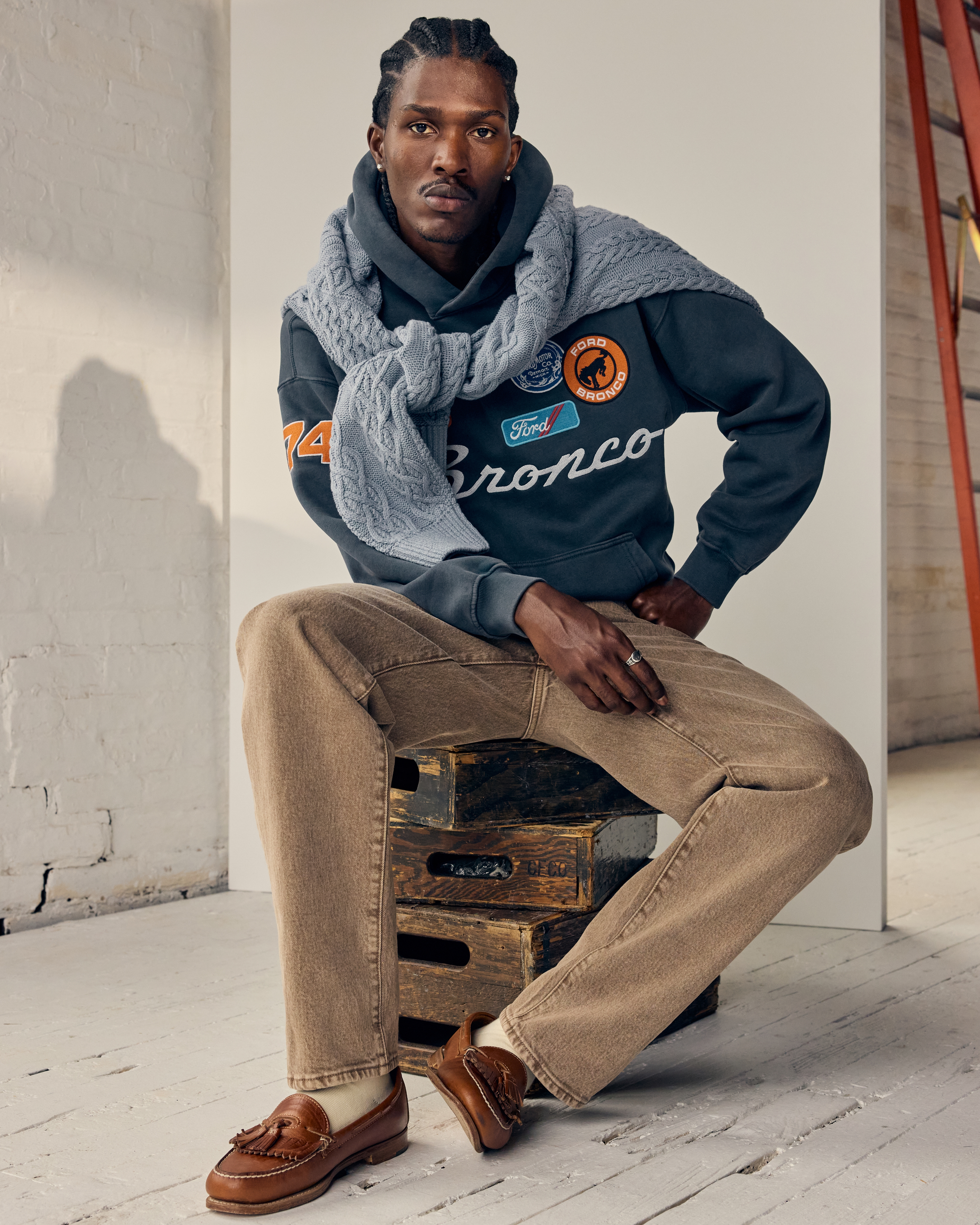 Abercrombie & Fitch Bronco Graphic Popover Hoodie In Blue