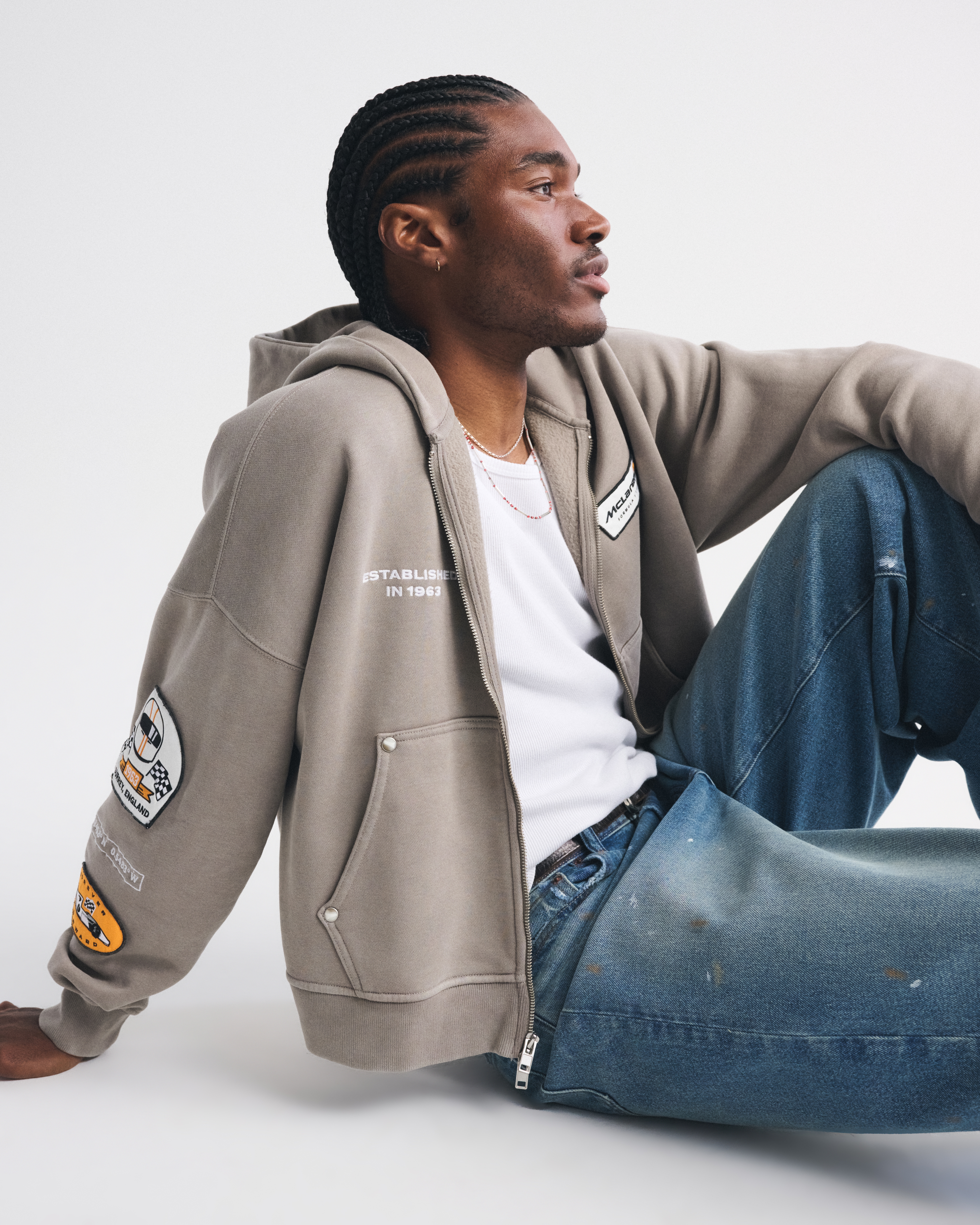 Abercrombie & Fitch Mclaren Full-zip Hoodie In Brown