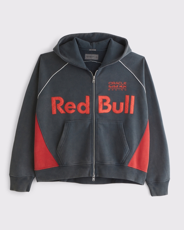 Oracle Red Bull Racing Cropped Full-Zip Hoodie, Navy view 1