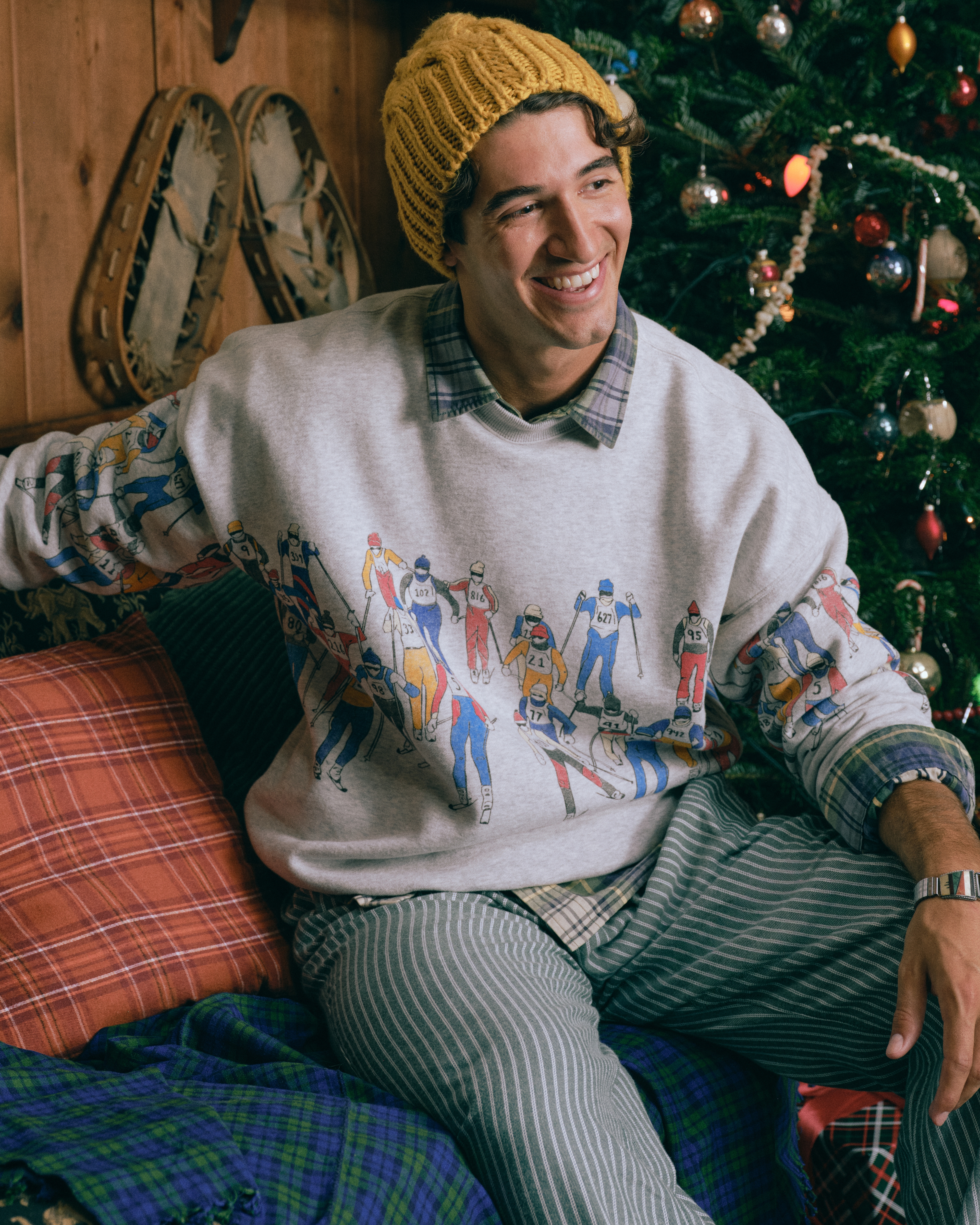 Abercrombie & Fitch Ski Graphic Crew Sweatshirt In Gold