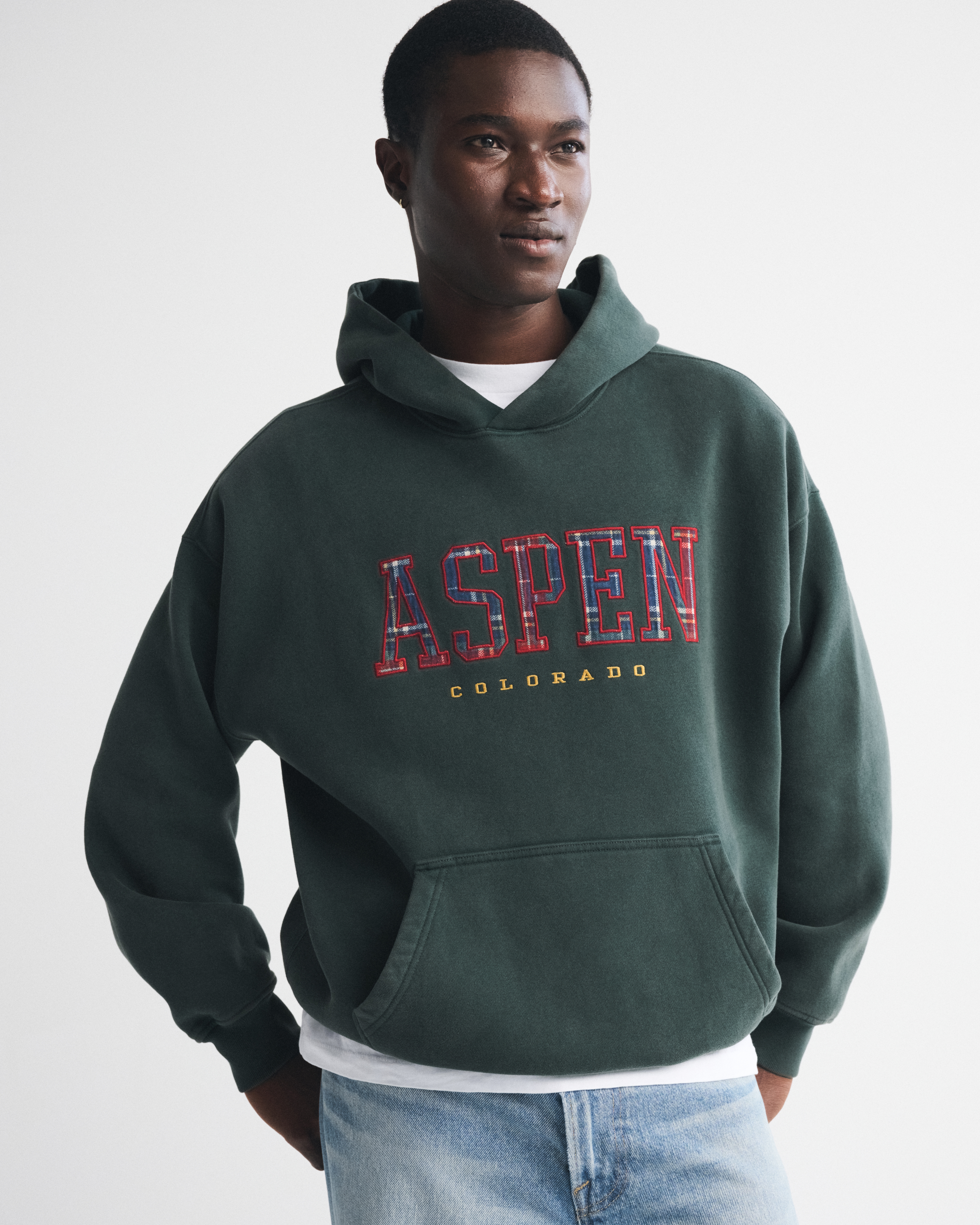 Abercrombie & Fitch Aspen Graphic Popover Hoodie In Green