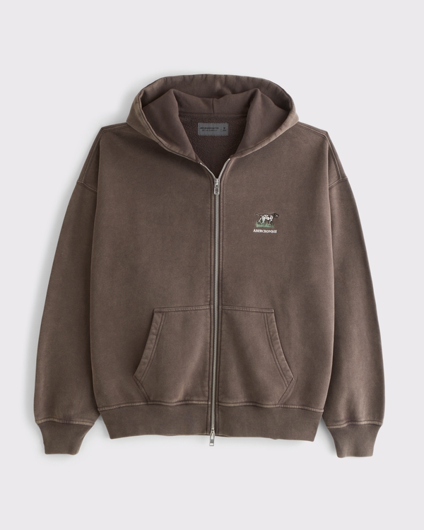 Logo Full-Zip Hoodie, チョコレートブラウン view 1