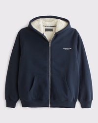 Sherpa-Lined Logo Full-Zip Hoodie