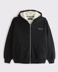 Sherpa-Lined Logo Full-Zip Hoodie