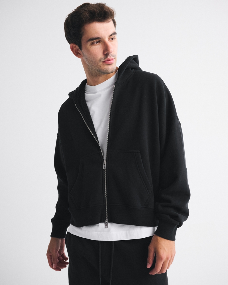 Essential Cropped Full-Zip Hoodie