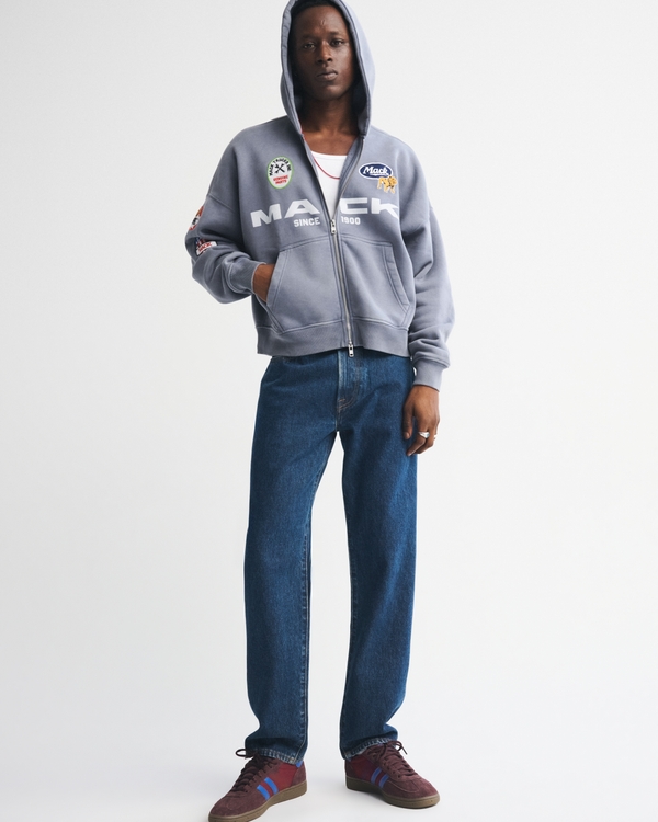 Mack Truck Cropped Full-Zip Hoodie, Sable Gray view 2