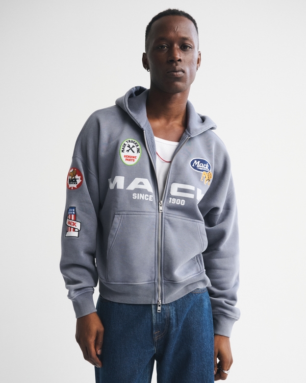 Men's Mack Truck Cropped Full-Zip Hoodie | Men's Tops