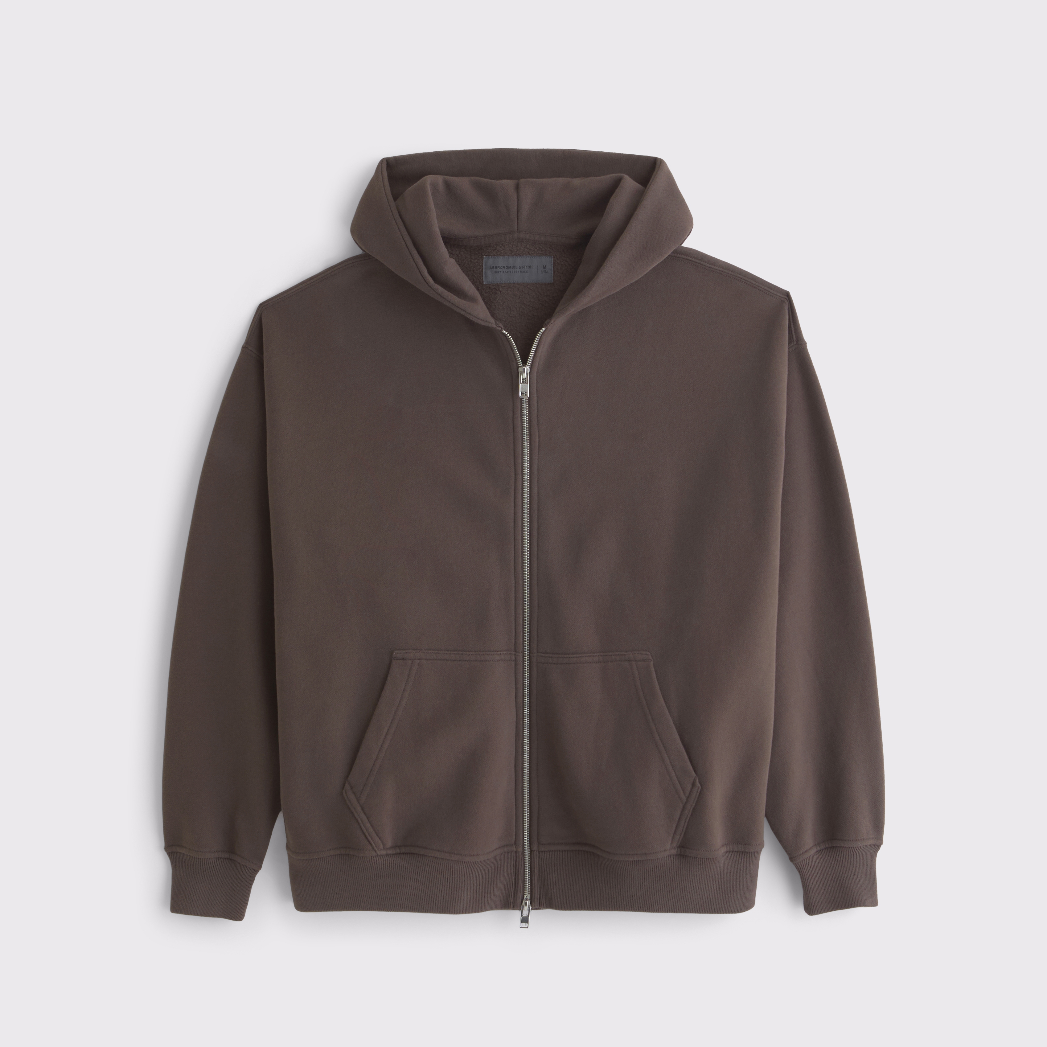 Abercrombie & Fitch Essential Full-zip Hoodie In Brown