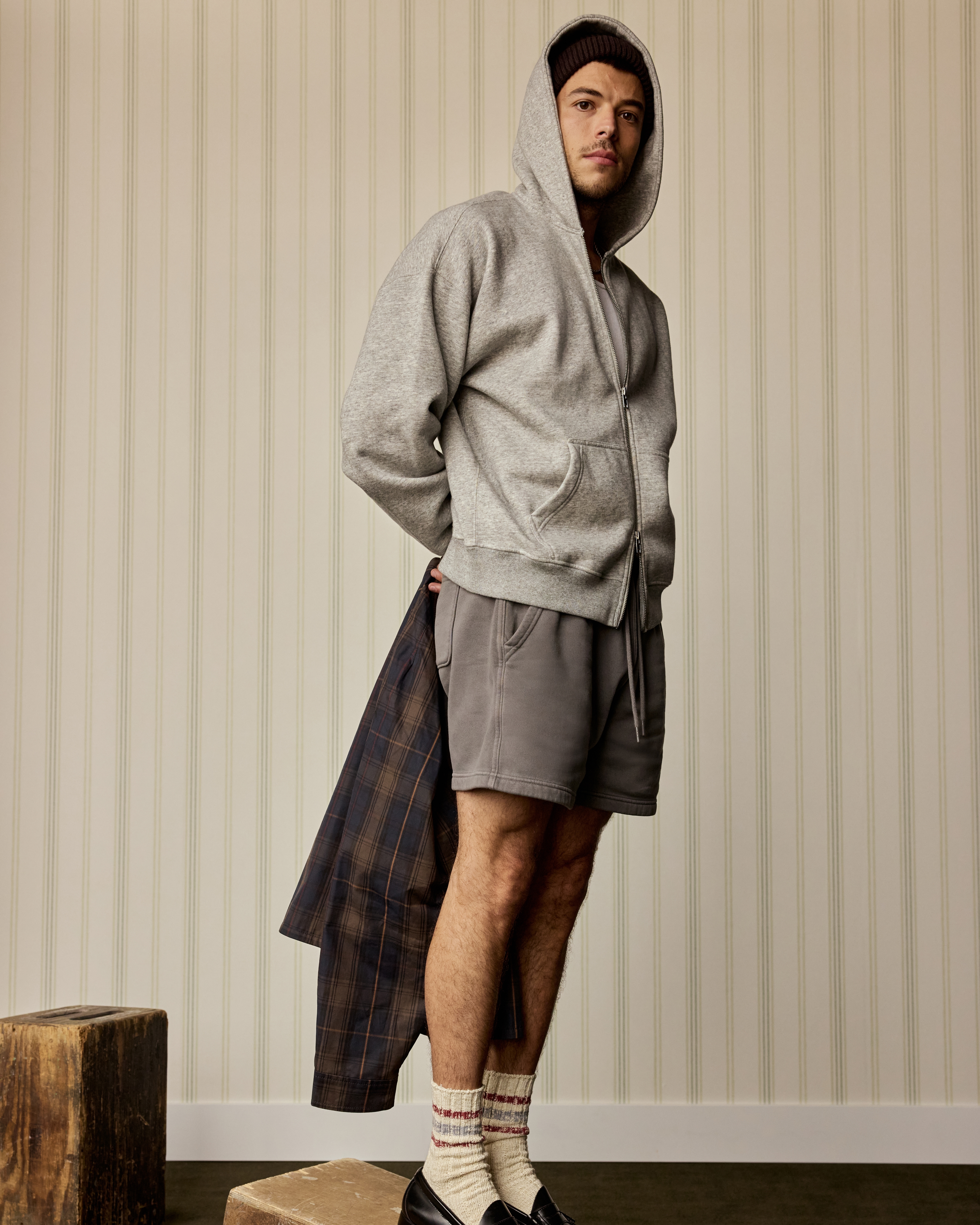 Abercrombie & Fitch Essential Full-zip Hoodie In Gray