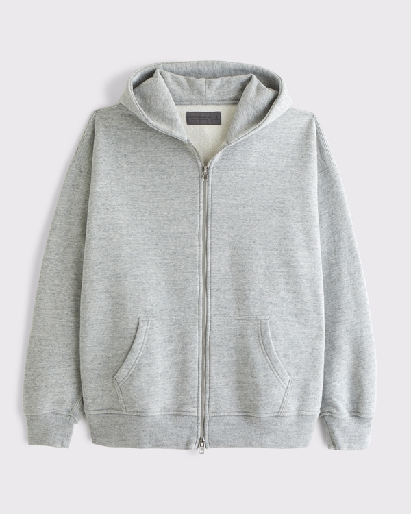 Essential Full-Zip Hoodie, Heather Gray view 1