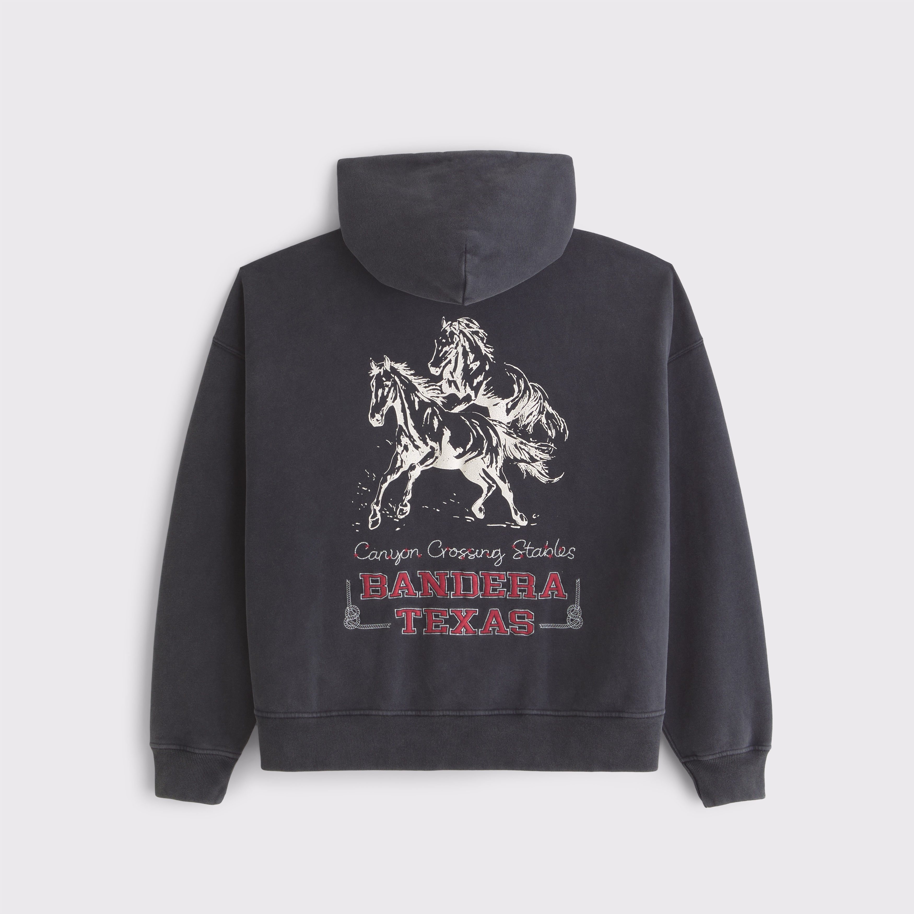 Мужское худи Abercrombie & Fitch Western Full-Zip, цвет: Чёрный — фото 2