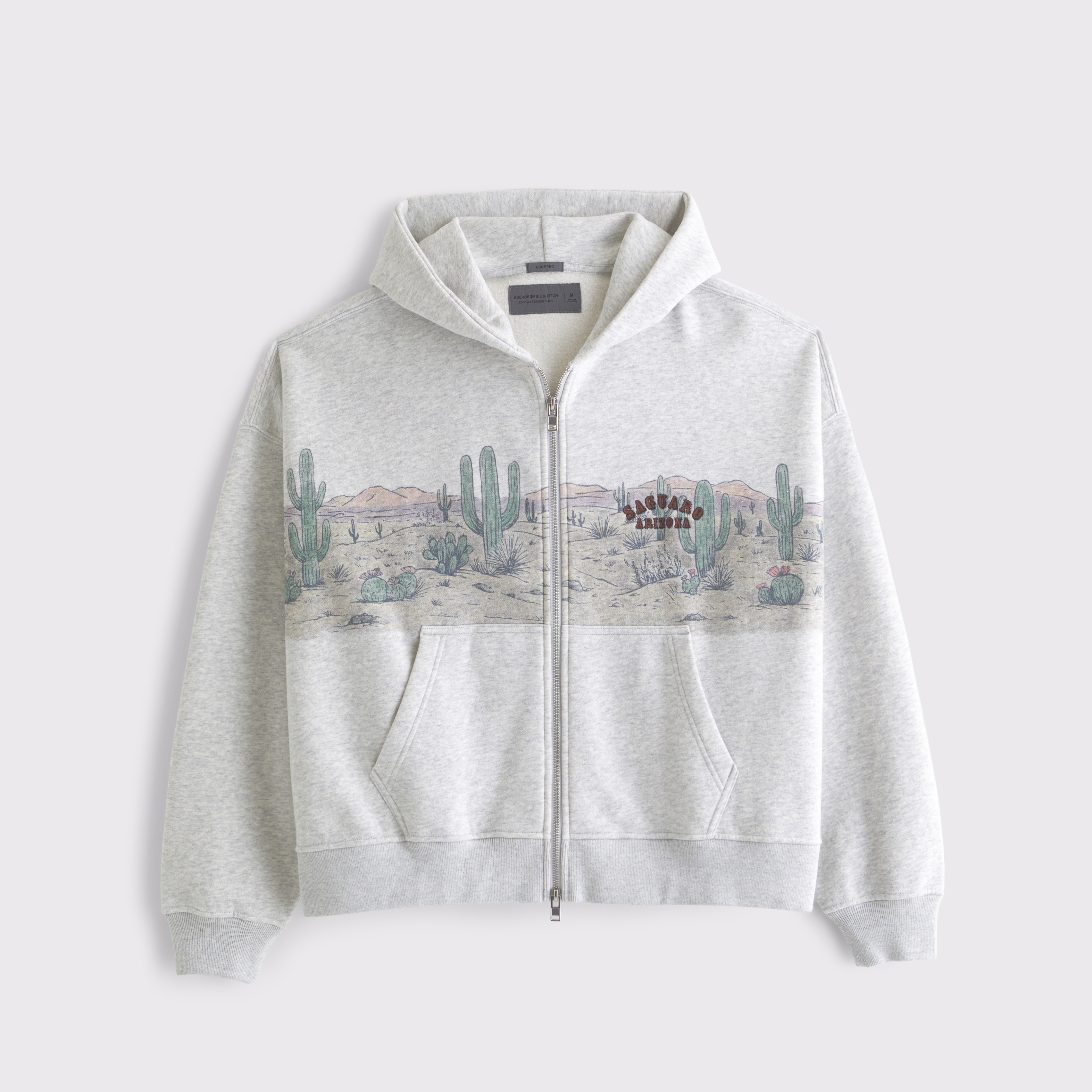 Abercrombie & Fitch Western Full-zip Hoodie In Gray