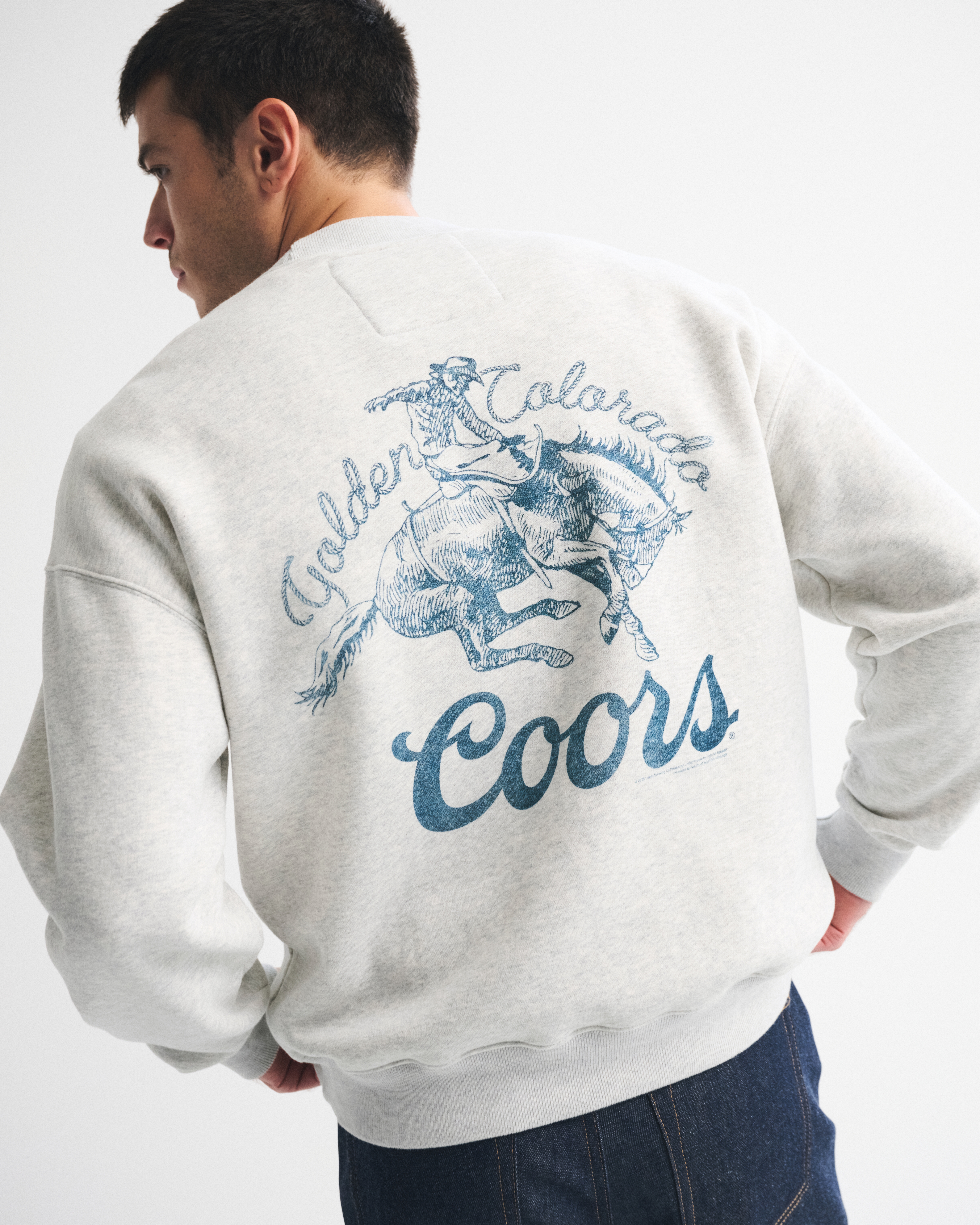 Abercrombie & Fitch Coors Graphic Crew Sweatshirt In Gray