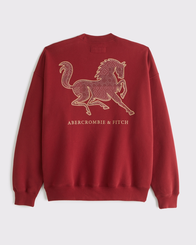Abercrombie & Fitch レッド コートMサイズ【新品・タグ付き】 Men's Lunar New Year Logo Crew Sweatshirt | Men's Sale