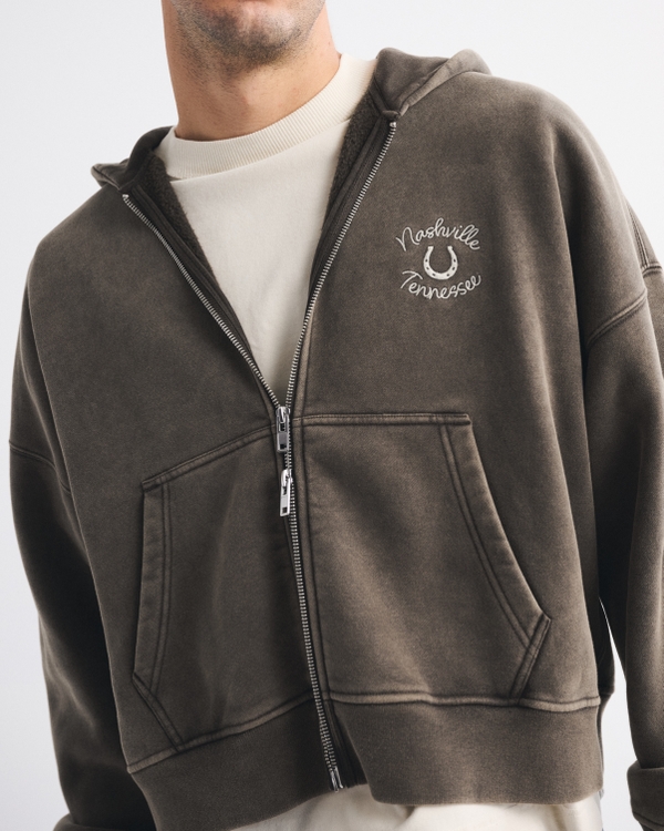 Cowboy Cropped Full-Zip Hoodie