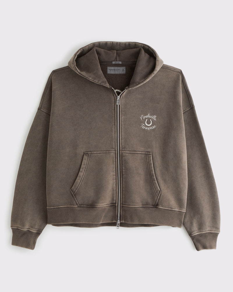 Cowboy Cropped Full-Zip Hoodie