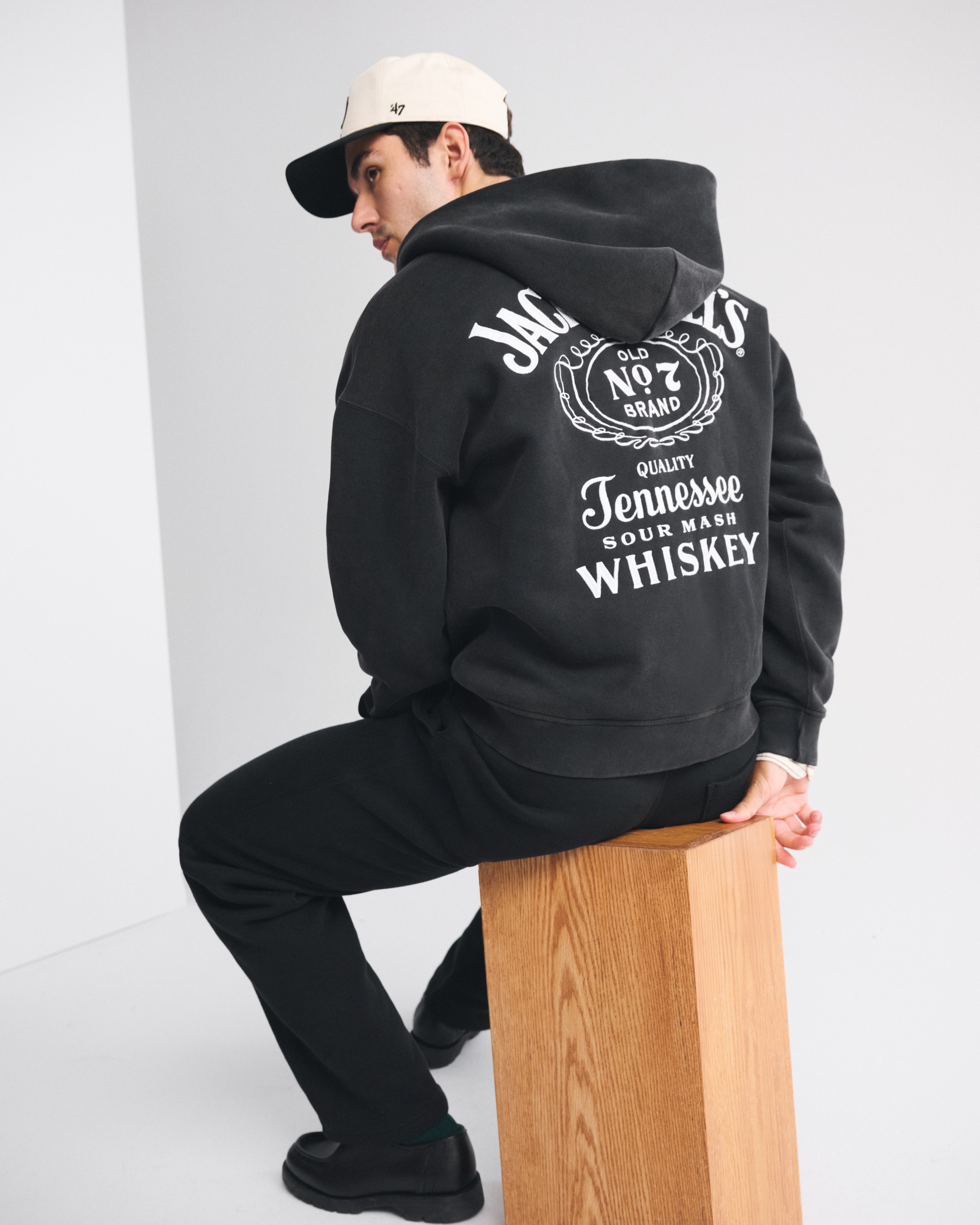 Abercrombie & Fitch Jack Daniel's Full-zip Hoodie In Black