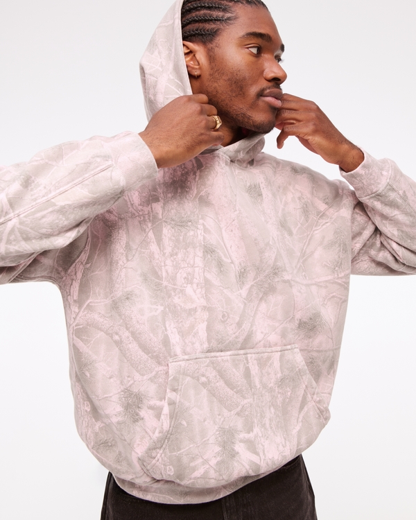 Essential Popover Hoodie, Light Pink Camo view 2